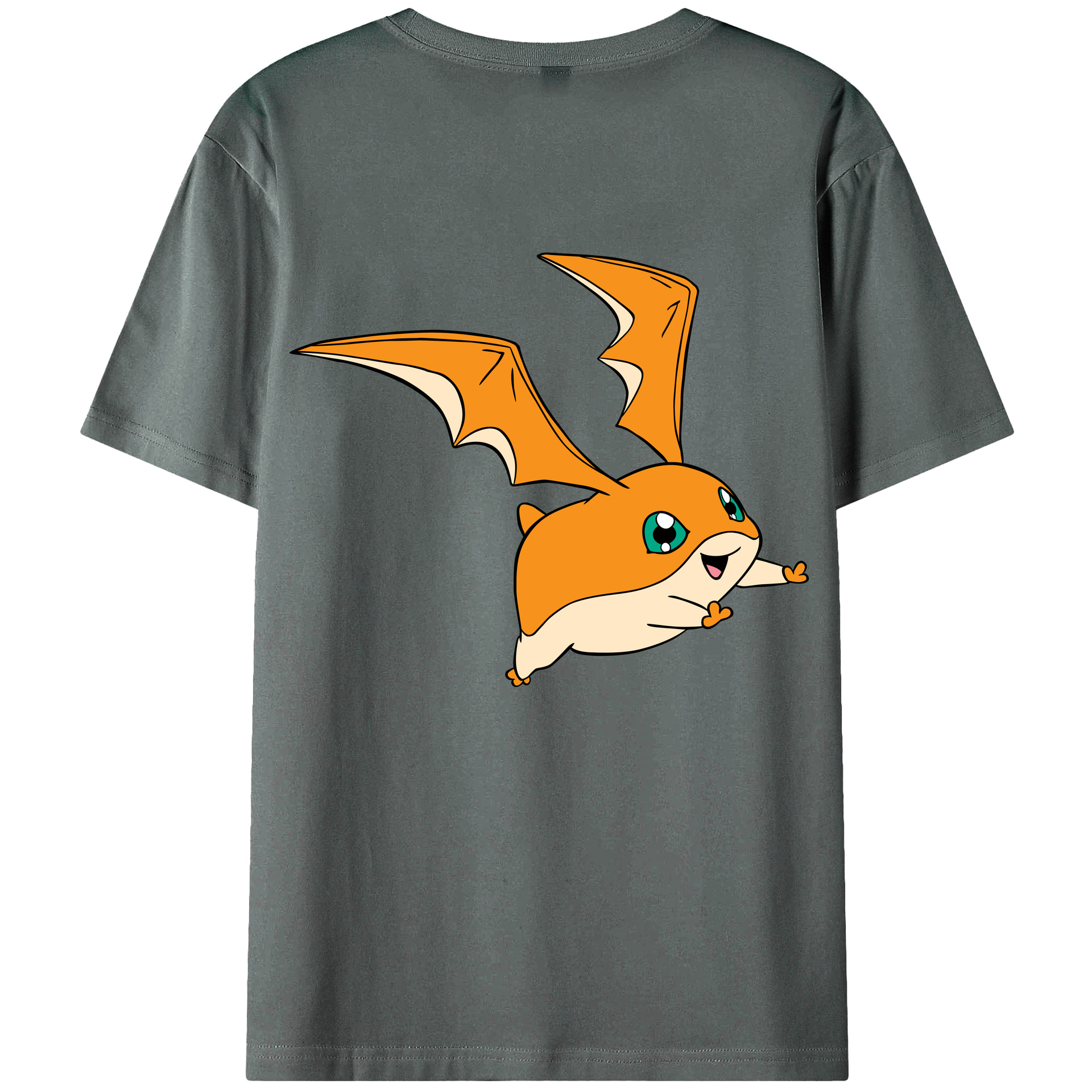 （画像用） Digimon デジタルモンスター/デジモン 綿100％ メンズ半袖Tシャツ（バックプリント） 通気性